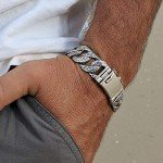 925 Sterling Silver Lizard Skin Men Link Bracelet - Made in Thailand – 10.25