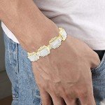 AFFY 1 1/4 Carat Round White Natural Diamond Men's Bracelet In 14k Gold Plated Jewelry (Clarity : I2-I3, Color : I-J, 1.25 Cttw) Gift For Him, 7.5 Inch, Sterling Silver Yellow Gold, Diamond