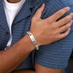 Engravable Sterling Silver Men's Curb Link ID Bracelet, 8" or 9"