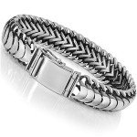 SNAKE SCALES 925 Sterling Silver Men Wide Bracelet - Made in Thailand - 9.7