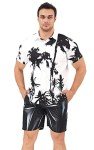 Cozople Black and White Casual Hawaiian Shirt