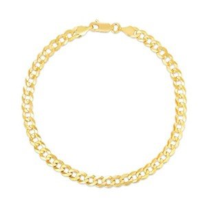 8 Inch 10k Yellow Gold Mens Thick Solid Curb Cuban Bracelet and Anklet, 0.2 Inch (5mm)