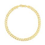 8 Inch 10k Yellow Gold Mens Thick Solid Curb Cuban Bracelet and Anklet, 0.2 Inch (5mm)