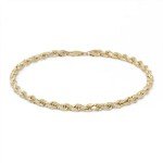7 Inch 10k Fine Gold Solid Diamond Cut Rope Chain Bracelet and Anklet for Men and Women, 5mm (0.2")