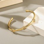 CIUNOFOR 18K Gold filledfor Her Women Bracelet Bangle with Cubic Zirconia Stones Hinged Jewelry with Crystal Oval Love For Men Friendship Birthday Present, 5, Metal, Cubic Zirconia