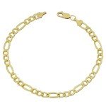 14k Yellow Gold Filled Men's Solid 5.2mm High Polish Figaro Link Bracelet (8.5 inches)