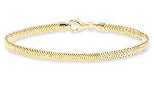 MiaBella 18K Gold Over Sterling Silver Italian 4mm Solid Diamond-Cut Flat Snake Herringbone Chain Link Bracelet for Women Men, 6.5"-7"-7.5"-8"-8.5" (7.5)