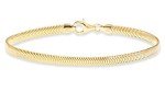 MiaBella 18K Gold Over Sterling Silver Italian 4mm Solid Diamond-Cut Flat Snake Herringbone Chain Link Bracelet for Women Men, 6.5"-7"-7.5"-8"-8.5" (7.5)