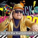 EIELO 80s 90s Accessories Outfit for Men Hip Hop Costume Kit Old School Rapper Sunglasses Faux Gold Rope Chain Bracelet Dollar Sign Chain Ring Kanji Ring Halloween Party Decorations