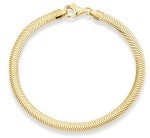 MiaBella 18K Gold Over Sterling Silver Italian 4mm Solid Diamond-Cut Flat Snake Herringbone Chain Link Bracelet for Women Men, 6.5"-7"-7.5"-8"-8.5" (7.5)