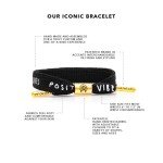 Rastaclat Motivational Bracelet for Men and Women of All Ages - Positive Vibes Black/Gold Bracelet | Adjustable Stackable Single Lace Bracelet Made by Hand (Medium/Large)