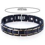 COOLSTEELANDBEYOND Magnetic Stainless Steel Mens Gold Black Power Element Bracelet with Strong Magnets and Free Link Removal Kit