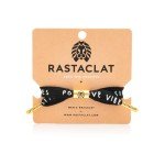 Rastaclat Motivational Bracelet for Men and Women of All Ages - Positive Vibes Black/Gold Bracelet | Adjustable Stackable Single Lace Bracelet Made by Hand (Medium/Large)