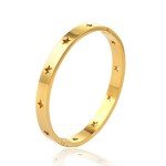 Star Love Bangle Polished Rose Gold Silver Stainless Steel Classical Band Bangle Bracelet For Womens Mens, 6.7 inches, mental