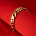 LIFETIME JEWELRY 12mm Flat Cuban Link Chain Bracelet for Men & Women 24k Gold Plated, 8 inches, Gold, no gemstone