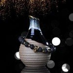 Infinite U Cool Women's Men's Skull Bracelet 9mm Beads Wrist Mala Alloy Lava Stone Stretch Bracelet, Therapy Yoga Meditation, Black-Gold