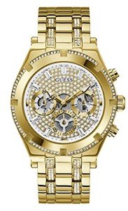 GUESS Men's Analog Watch Gold Stainless Steel Bracelet with Crystals (Model: GW0261G2)