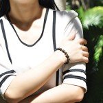 Infinite U Cool Women's Men's Skull Bracelet 9mm Beads Wrist Mala Alloy Lava Stone Stretch Bracelet, Therapy Yoga Meditation, Black-Gold