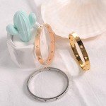 Star Love Bangle Polished Rose Gold Silver Stainless Steel Classical Band Bangle Bracelet For Womens Mens, 6.7 inches, mental