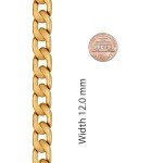 LIFETIME JEWELRY 12mm Flat Cuban Link Chain Bracelet for Men & Women 24k Gold Plated, 8 inches, Gold, no gemstone