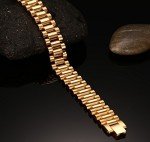 YIKOXI Stainless Steel High Polished Bracelet Strap Wrist Watch Band for Men,Silver and Gold Tone,15mm Wide (Gold)