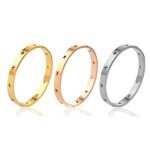 Star Love Bangle Polished Rose Gold Silver Stainless Steel Classical Band Bangle Bracelet For Womens Mens, 6.7 inches, mental