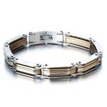 COOLSTEELANDBEYOND Exquisite Stainless Steel Link Bracelet for Man 8.6 Inches Silver Gold Two Tone Masculine Style, 8.6 inch, Stainless Steel, not-applicable
