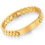 Urban Jewelry Men’s Link Bracelet – Track Chain Design in a Radiant Gold Finish – Made of Stainless Steel, 8.3 inches, Metal
