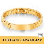 Urban Jewelry Men’s Link Bracelet – Track Chain Design in a Radiant Gold Finish – Made of Stainless Steel, 8.3 inches, Metal