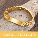 Urban Jewelry Men’s Link Bracelet – Track Chain Design in a Radiant Gold Finish – Made of Stainless Steel, 8.3 inches, Metal