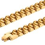 Urban Jewelry Men’s Link Bracelet – Track Chain Design in a Radiant Gold Finish – Made of Stainless Steel, 8.3 inches, Metal