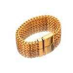 Mens Gold Franco Bracelet 18mm Stainless Steel Jewelry Three Layer Franco Chain Bangle 8.6"(22cm) (Gold)