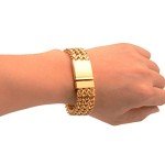 Mens Gold Franco Bracelet 18mm Stainless Steel Jewelry Three Layer Franco Chain Bangle 8.6"(22cm) (Gold)