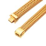 Mens Gold Franco Bracelet 18mm Stainless Steel Jewelry Three Layer Franco Chain Bangle 8.6"(22cm) (Gold)