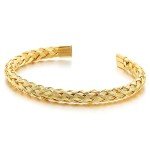 Elastic Adjustable Steel Gold Color Braided Interwoven Cable Bangle Bracelet for Men Women Polished