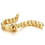COOLSTEELANDBEYOND Unique Mens Stainless Steel Curb Chain Link Bracelet with Boxing Glove Gold Color Polished