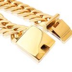 TIASRI Mens Big Yellow Gold Filled Stainless Steel Bracelet Cuban Link Miami Chain Bangle Jewelry 17mm 9inch