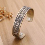 VASSAGO Vintage Norse Viking Runes Cuff Healthcare Magnetic Therapy Bracelet Gift Jewelry for Men Women (Antique Gold)