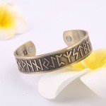VASSAGO Vintage Norse Viking Runes Cuff Healthcare Magnetic Therapy Bracelet Gift Jewelry for Men Women (Antique Gold)