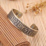 VASSAGO Vintage Norse Viking Runes Cuff Healthcare Magnetic Therapy Bracelet Gift Jewelry for Men Women (Antique Gold)