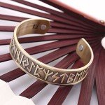 VASSAGO Vintage Norse Viking Runes Cuff Healthcare Magnetic Therapy Bracelet Gift Jewelry for Men Women (Antique Gold)