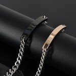 NEHZUS Mens and Womens Custom Engraving Stainless Steel Bracelets Personalized Gift for Couples (Rose Gold&Black)