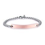 NEHZUS Mens and Womens Custom Engraving Stainless Steel Bracelets Personalized Gift for Couples (Rose Gold&Black)