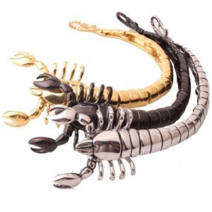 Bestss Jewelry Polishing Stainless Steel Bangle Silver Gold Black Tone Men's Scorpion Bracelet (Black)
