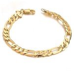 Opk Jewelry18k Gold Plated Powerful Men's Bracelet Figaro Link Chain Gold Bracelet for Men,8.27inch
