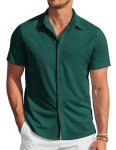 COOFANDY Lake Green Short Sleeve Dress Shirt