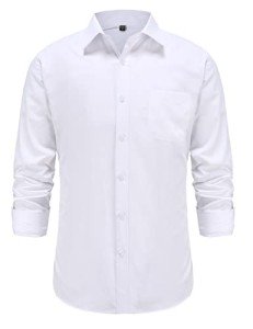 Men's Wrinkle-Free Button-Down Dress Shirt - White