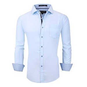 ALEX VANDO Men's Stretch Rayon Dress Shirt - Blue