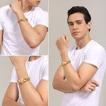 W/W Lifetime Mens Bracelet Stainless Steel Heavy 12mm Double Franco Chain Lion Head Bracelet Jewelry Men Biker…, Gold, Stainless Steel