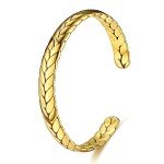 Carweilon Stainless Steel Open Cuff Bangle Bracelets Antique Retro Reminder Inspiration for Men Women's (Gold)